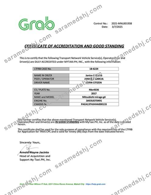 Philippines certificate of accreditation and good standing Word and PDF template